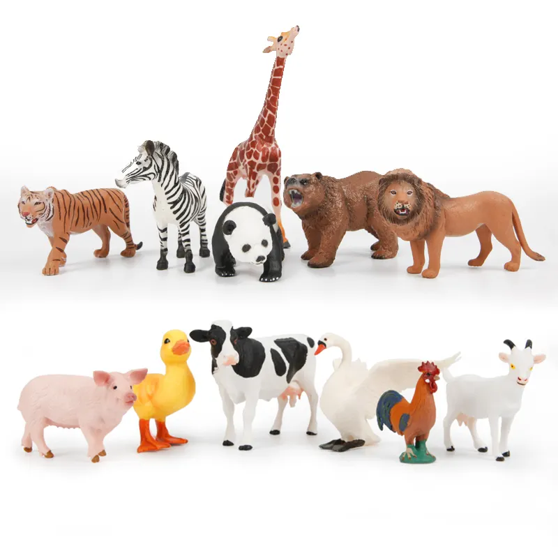 6pcs Plastic Simulation Animal Model Toy Sets PVC Farm Cow Ducky Animal Figurines Toy Set Model for Toddlers and Kids