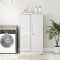 Armoire de classement verticale en acier minimaliste blanche à 4 tiroirs, système de classement métallique pour bureau à domicile et atelier