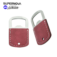 Ouvre-bouteille promotionnel en acier inoxydable de forme carrée moderne avec cuir PU pour impression par sublimation