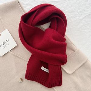 Bufanda de lana 100% tejida para mujer y hombre, color sólido, suave, agradable al tacto, cálida, para el invierno, bufanda de punto lisa para uso diario. - Product Image 6