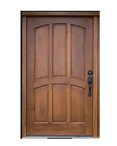 Wood Front Entry Door Security Solid Wooden Swing Main Gate With Windows Fashion Design Entrance Doors