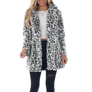 Herbst Winter Leopardenmuster Damen Mode Kunstfell Taschen Loser Pelzmantel Warm - Product Image 3