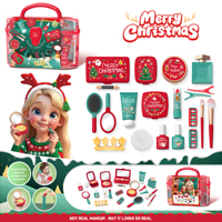 Ensemble de maquillage pour filles pour les fêtes de Noël avec étui de transport - Kit de beauté sans liquide et non toxique - Cadeau de Noël 3D festif pour enfants
