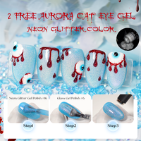 Hema TPO Free Aurora Cat Eye Gel Polish 13 Warna Pelangi Gel Kuku Magnetik UV Gel untuk Penggunaan Salon Ciptakan Manikur Kosmik Anda Sendiri