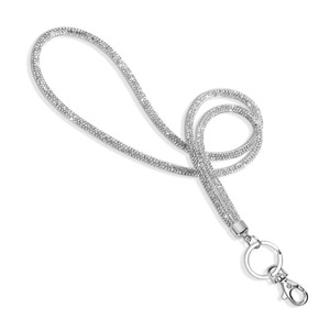 Cross-border white rhinestone-encrusted retractable <b>ID</b> tag <b>holder</b> with sparkly neck strap and lanyard, double-sided transparent - Product Image 4