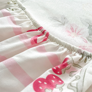Drap housse personnalisé en gros d'usine 100% coton imprimé couvre-lit simple avec protège-matelas à haute conception de bande élastique - Product Image 3