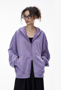 Chaqueta Corta con Capucha para Hombre, de Algodón, con Lavado Ácido, Efecto Desgastado, Tinte Especial Aso, Cierre de Cremallera, Estilo Cuadrado, para Otoño - Product Image 2