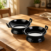 Assiettes à fondue en mélamine noir mat avec support, best-seller