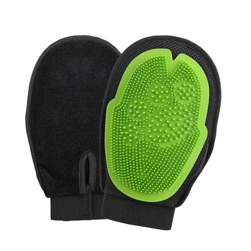 Hot selling Gentle Deshedding Brush Glove for Mess-free pet dog cat Grooming Massage Bathing gloves