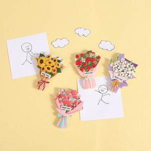 Simple Magnetic Cartoon Souvenir Home Decoration 3D Magnetic <b>Stickers</b> Refrigerator <b>Sticker</b> Simulation Sunflower Roses <b>Flowers</b> - Product Image 2