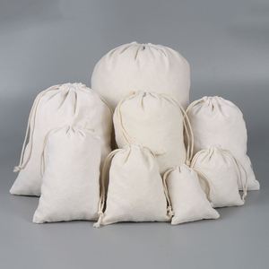 Sacs en coton écologiques beige avec cordon de serrage, 10*12 cm, avec corde en jute, petit sac cadeau anti-poussière - Product Image 6