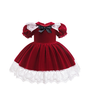 Traje de Falda de Terciopelo Rojo para Niñas, Disfraz de Princesa para Navidad, Accesorios para Vestidos de Fiesta, Bodas, TV y Cine, Venta al Por Mayor - Product Image 2