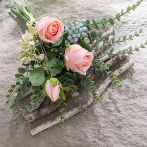 ช่อดอกกุหลาบประดิษฐ์ CallaFloral สีชมพู ทำจากโพลีเอสเตอร์ สำหรับตกแต่งภายใน งานแต่งงาน และจัดดอกไม้ - Product Image 3