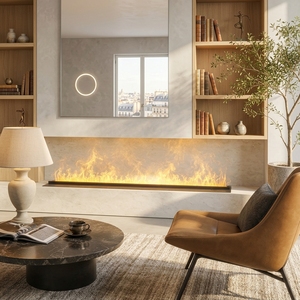 Tonya <span class=keywords><strong>Cheminée</strong></span> électrique moderne personnalisable de 1500 mm à 1800 mm, blanche, avec faux <span class=keywords><strong>marbre</strong></span> et cadre en <span class=keywords><strong>marbre</strong></span>, autoportante - Product Image 2