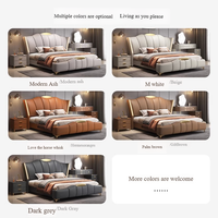 Mobilier de chambre à coucher moderne et luxueux en bois lits rembourrés souples cadre de lit double pleine grandeur Ensemble en cuir avec rangement design flottant