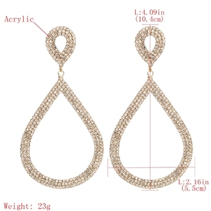 Boucles d'oreilles de luxe en forme de goutte d'eau pour femmes, en strass, grandes boucles d'oreilles en cristal, bijoux fantaisie - Product Image 4