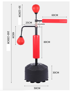 JIKE Adjustable Height <strong>Free</strong> <strong>Standing</strong> Pedestal Boxing Punching <strong>Bag</strong> with Spinning Bar Solid PU Material Water Sand Filling - Product Image 2