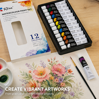 Ensemble de peinture à l'aquarelle de 12 couleurs, tubes de 12 ml, Risa, pigments vibrants transparents, faciles à mélanger, pigments d'artiste, artisanat, kit d'art DIY