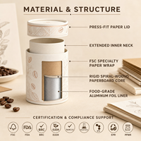 Emballage en tube de papier FSC sur mesure, écologique, boîte cylindrique artisanale pour café, thé, cadeau avec estampage à chaud, revêtement UV