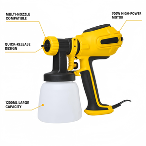 Pistola a Spruzzo Elettrica RYNEX 110V 220V 240V 700W HVLP Portatile con Serbatoio da 1200ml e 4 Ugelli per Pittori Professionisti - Product Image 5
