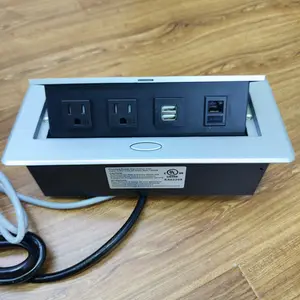 US standard Table Pop Up Power Box-Conference Damped Multimedia Outlet Connection Box with USB rj45 data port for office home