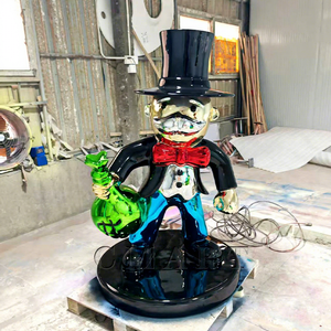 Escultura de Fibra de Vidrio Personalizada de 90 cm con Personaje de Pato de Dibujos Animados, Estilo Pop Art, <span class=keywords><strong>Alec</strong></span> con Perro Globo - Product Image 3