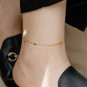 Bracelets de cheville en acier inoxydable légers haut de gamme pour femmes européennes américaines paillettes luxueuses sensation de pied en étoile à la mode - Product Image 3