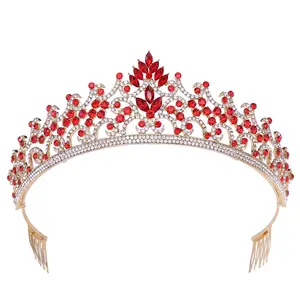 2022 New Metal Headband Crown with Comb Mermaid Tiara Weeding Pearls Rhinestone Bridal Tiara Crown