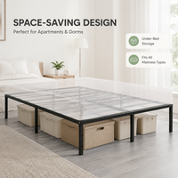 Queen-Size-Metallplattform-Bettgestell mit Stauraum unter dem Bett, hoher Bodenfreiheit, kein Boxspringbett erforderlich, Schwarz