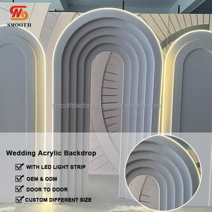 Ensemble d'arche en acrylique LED pour mariage et fête, intérieur lisse, blanc, 3D, 5 couches, toile de fond pour événements, décoration - Product Image 3
