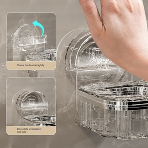Support de support électrique suspendu au mur sans poinçon à un niveau support de stockage de sèche-<span class=keywords><strong>cheveux</strong></span> en plastique Type d'aspiration rotatif crochets de nouveauté - Product Image 3