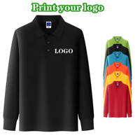 OEM Service 100% katoenen gebreide heren T-shirt met zak, lange mouwen, kraagdesign, aangepast logo, anti-kreuk, geborduurd, losvallend model