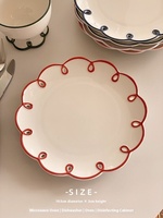 Vaisselle en céramique peinte à la main avec dentelle creuse de style français INS, design vintage, assiettes à dessert, ensemble de gobelets, pour les fêtes, passe au lave-vaisselle