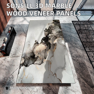 Panneaux muraux en plastique SONSILL, design moderne, écologiques, impression 3D, marbre, placage de bois PET, pour la décoration des bâtiments de bureaux - Product Image 2