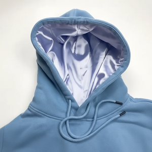 Sweat à capuche en satin surdimensionné avec logo personnalisé sweats à capuche avec doublure en soie grande taille en coton éponge français hommes sweats à capuche doublés en satin - Product Image 1