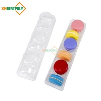 Vente en gros de 6 packs d'emballages en plastique transparent pour macarons, biscuits, desserts, conteneurs pour l'affichage sur le devant et les côtés