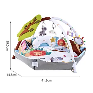 Zhorya Foldable Infant Activity Baby Gym Play Mat 8-in-1 Deformable Cartoon Tree House Water Washable Baby Round Playmat