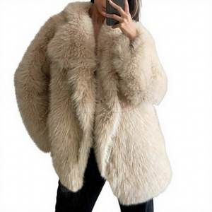 Manteau en fausse fourrure pour femme, long, épais et moelleux, ouvert sur le devant, décontracté, couleur unie, manches longues, longueur midi, veste chaude pour l'hiver - Product Image 3