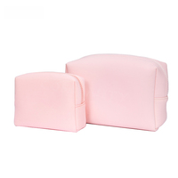 Sac à cosmétiques rose pâle à fermeture éclair, trousse de toilette élégante, étanche en PU, organiseur de maquillage avec logo personnalisé pour les voyages