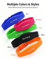 Bracelet en silicone NFC HF 13,56 MHz étanche avec code QR pour contrôle d'accès aux événements, festivals et conférences - Vente en gros