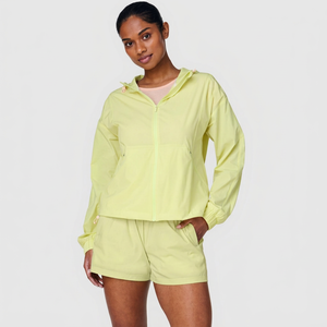 <b>Women</b>’s Stretch Micro Hooded Windbreaker Jacket And <b>Shorts</b> Set Lightweight Sportswear 2 Piece Premium Tracksuit For <b>Women's</b> Wear - Product Image 1