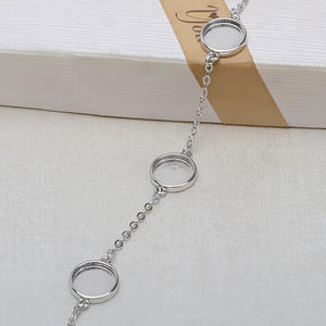 Bracelet en argent S925 avec 3 perles, coquille de cheval, support à fond plat pour perles de 8 mm, composants de bijoux - Product Image 2