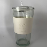 Gobelet en verre personnalisé avec logo, pour thé, jus, café, avec couvercle et paille, usage quotidien, verre de haute qualité