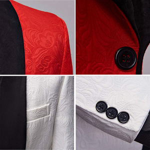 Jacquard châle revers <span class=keywords><strong>homme</strong></span> costume marié <span class=keywords><strong>mariage</strong></span> hommes Blazer garçons d'honneur costumes 3 pièces veste gilet pantalon cravate - Product Image 5