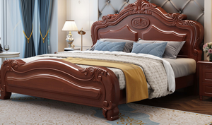 Lit double en bois massif américain 2026 personnalisable et réglable, 1,8 m, design européen moderne, lit de princesse de luxe pour chambre principale - Product Image 2