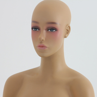 Tête de mannequin en fibre de verre avec maquillage blanc, style européen, demi-corps, pour présentation de perruques