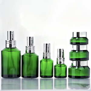 Chất liệu màu xanh lá cây dốc Vai chai thủy tinh 120ml đến 15g chăm sóc da bao bì mỹ phẩm <span class=keywords><strong>Jar</strong></span> với nắp vặn cho kem mặt - Product Image 1