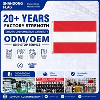 Bendera Austria Kustom Ukuran 3x5 kaki; Bendera Promosi Luar Ruangan dari Bahan Polyester Non-woven; Papan Tanda Cetak Digital Tahan UV