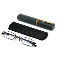 Lunettes de lecture unisexes W001 à monture métallique fine et carrée avec étui, correction de la presbytie, montures dorées et grises, de 1.0 à 4.0