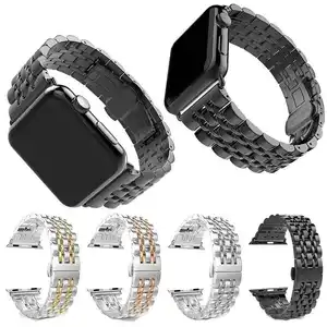 Für Apple Watch 40mm 44mm 38mm 42mm Edelstahl armband Ersatz armband 7 Link Metall Uhren armband